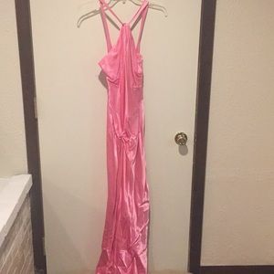 Niki - size 4 - long pink satin dress